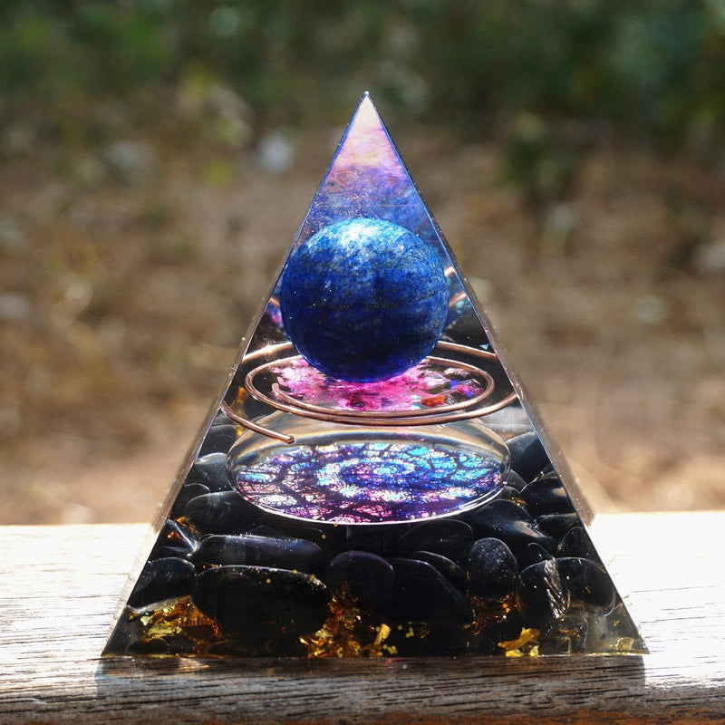 LAPIS LAZULI SPHERE OBSIDIAN ORGONE PYRAMID - SpiritCenter