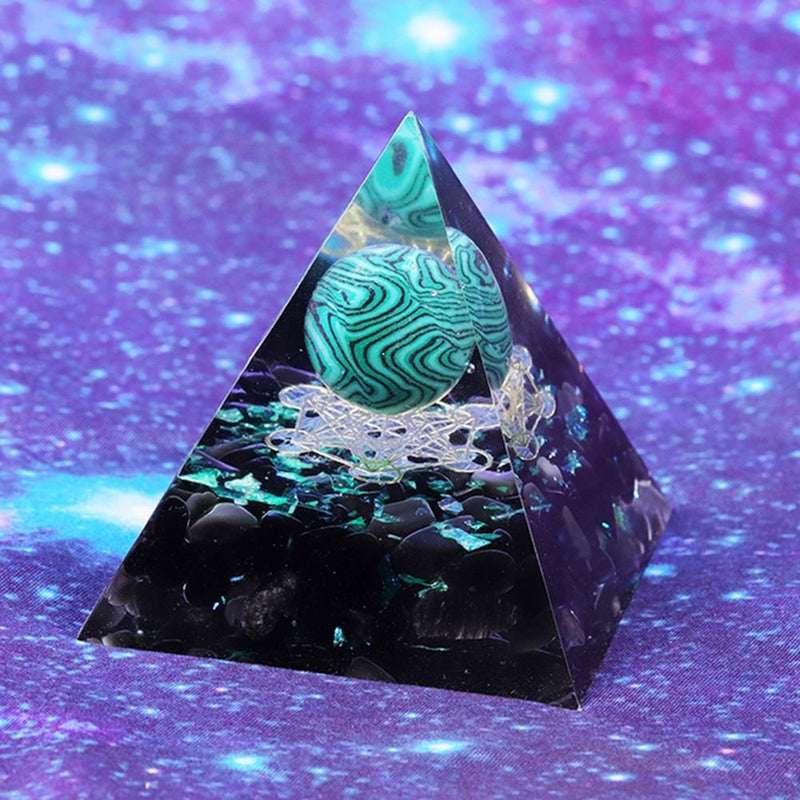Metatron's Cube Pyramid | Malachite Sphere