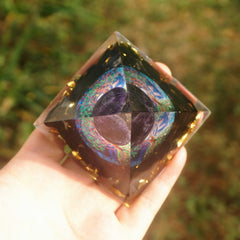 Amethyst Crystal Sphere With Obsidian Natural Crystal Stone - SpiritCenter