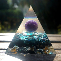 Golden Light Pyramid | Amethyst Sphere