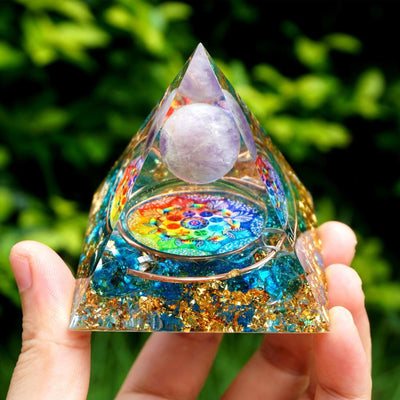 Amethyst Crystal Sphere Orgone Pyramid - SpiritCenter