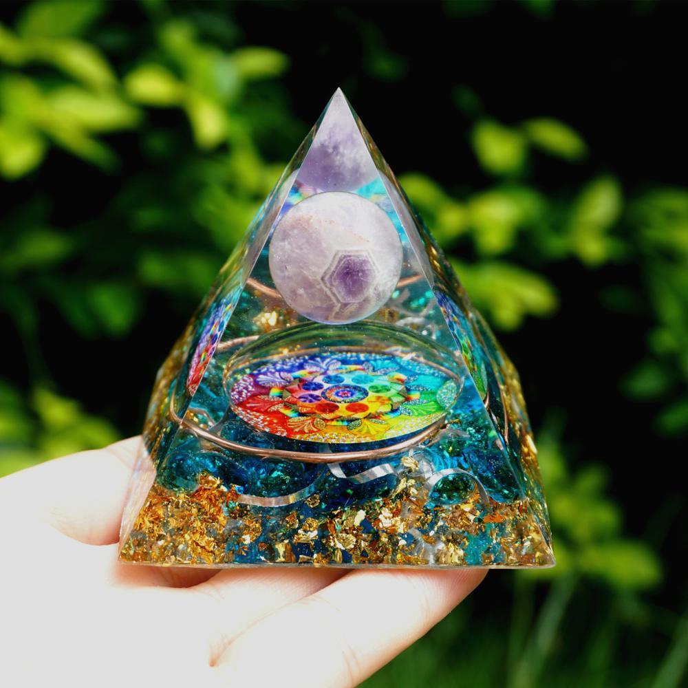 Amethyst Crystal Sphere Orgone Pyramid - SpiritCenter