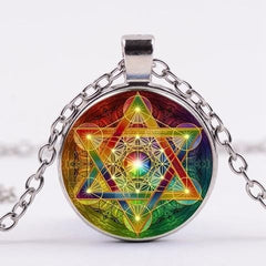 Metatron Cube Flower of Life Glass Necklace - SpiritCenter