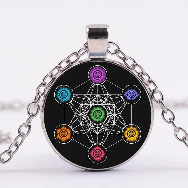 Metatron Cube Flower of Life Glass Necklace - SpiritCenter