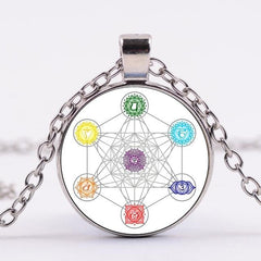 Metatron Cube Flower of Life Glass Necklace - SpiritCenter