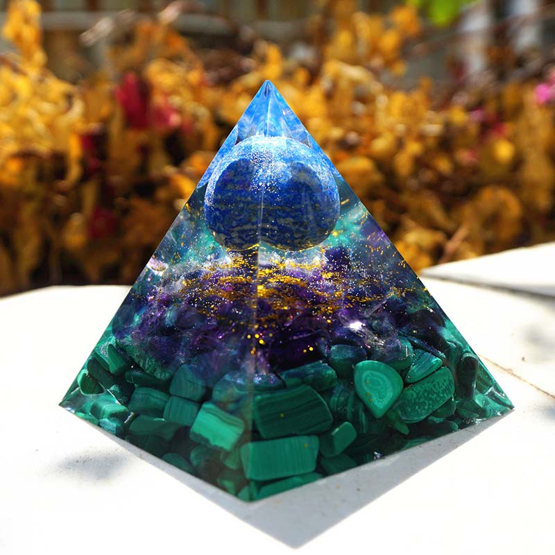 Lapis Lazuli Amethyst Malachite Orgone Pyramid - SpiritCenter