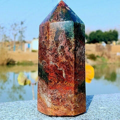Ocean Red Jasper Quartz | Crystal Tower