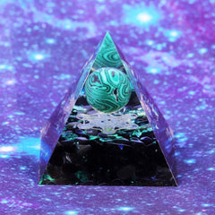 Metatron's Cube Pyramid | Malachite Sphere